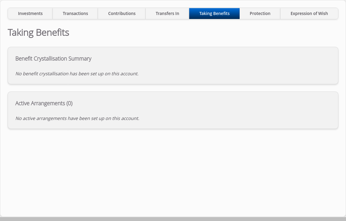 Role-Adviser > 06 Account Summary - NO DATA > Lower tabs